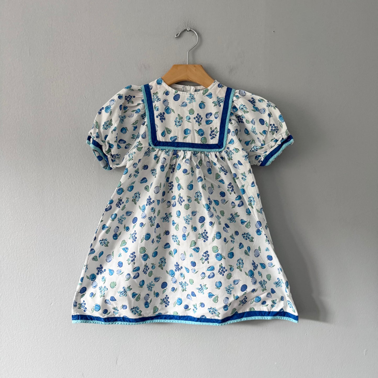 Vintage / White x blue summer dress / 4Y