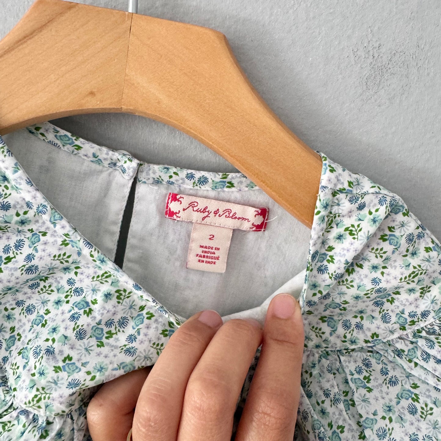 Ruby and Bloom / Blue floral ruffle dress / 2Y