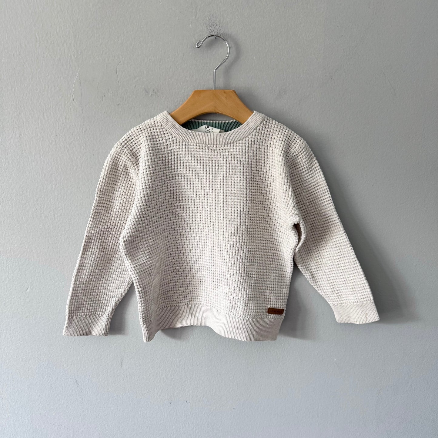 H&M / Oatmeal cotton knit pullover / 2-4Y