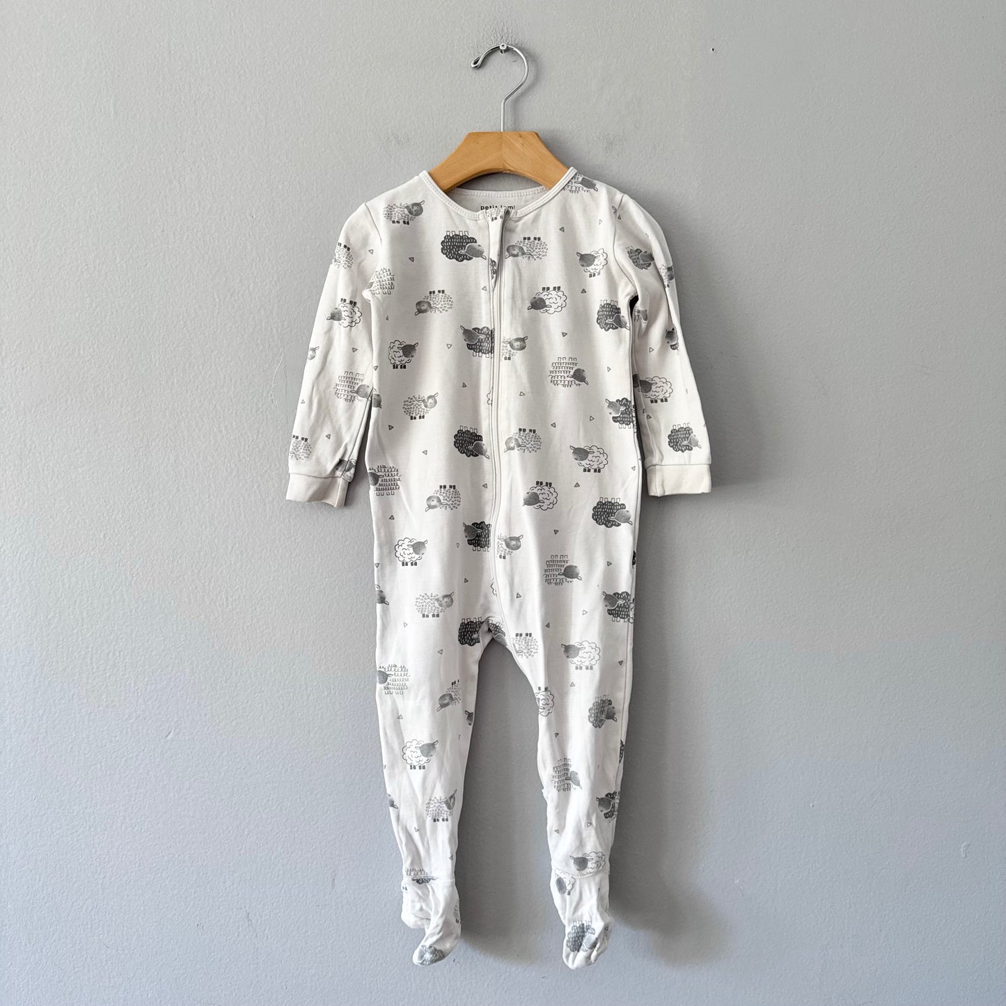 Petit lem / White x sheep romper / 18M