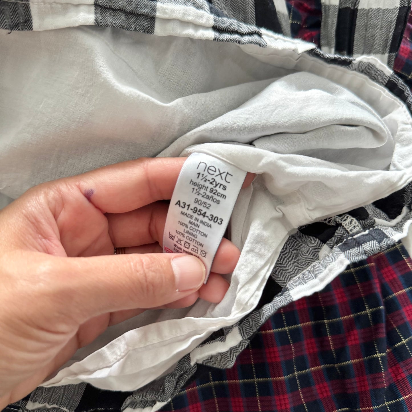 Next / Black white plaid dress / 18-24M