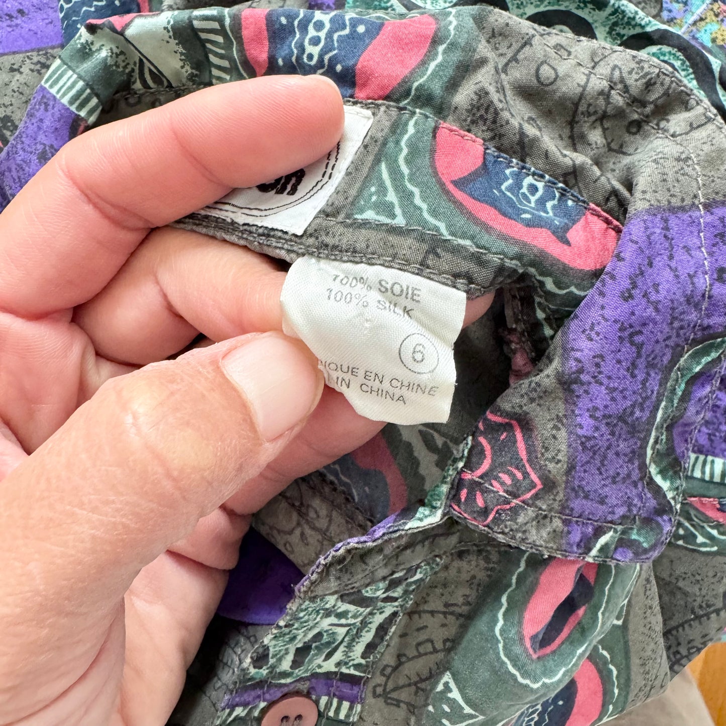 Vintage / 100% SIlk collar shirt / 6Y