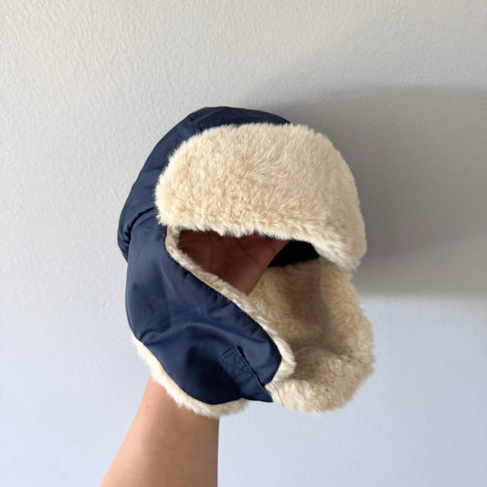 H&M / Navy sherpa lined winter hat / 8-12Y