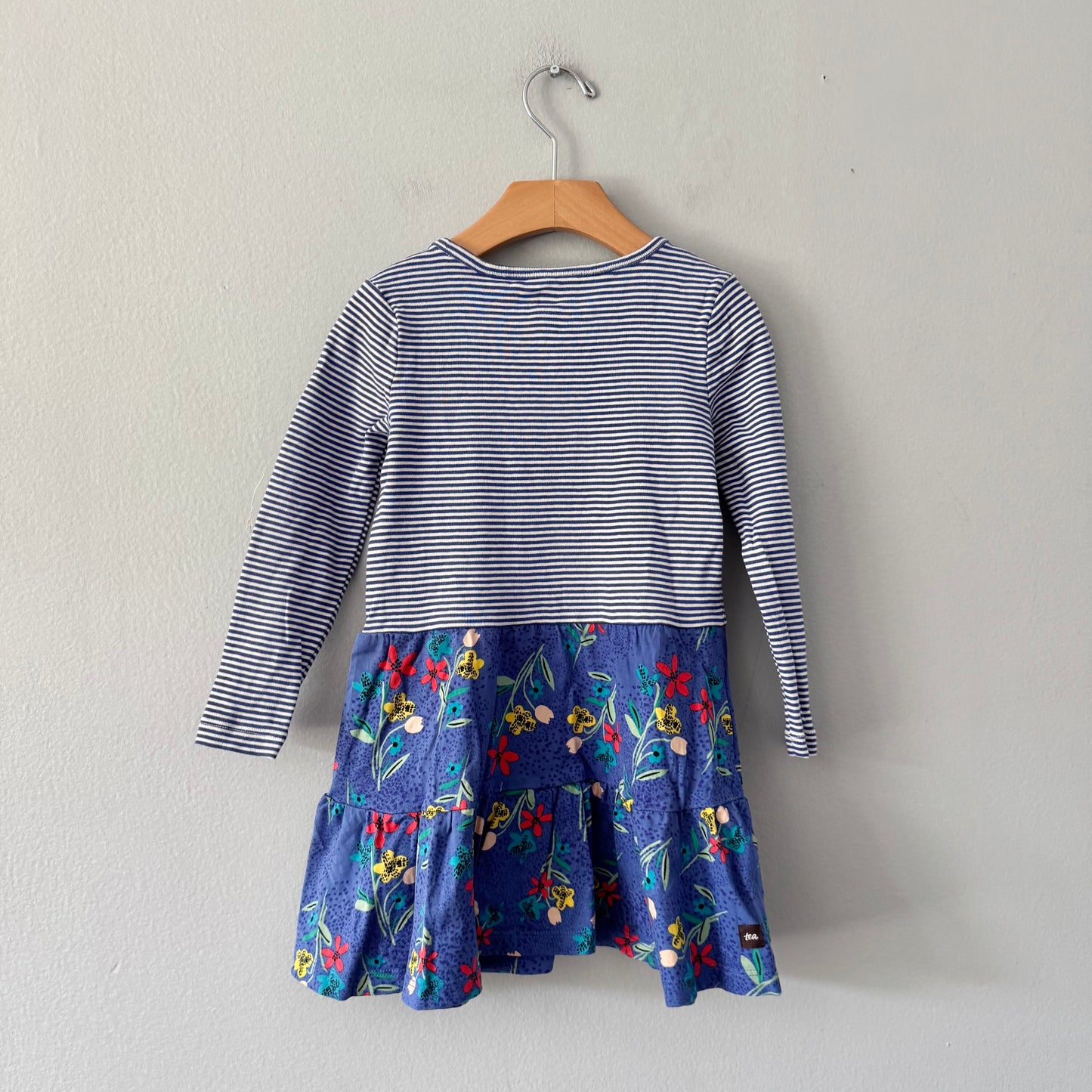 Tea / Stripe x floral dress / 4Y