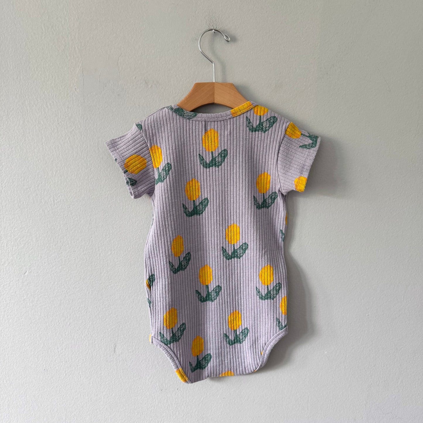 Bobo Choses / Purple x yellow flower onesie / 24-36M