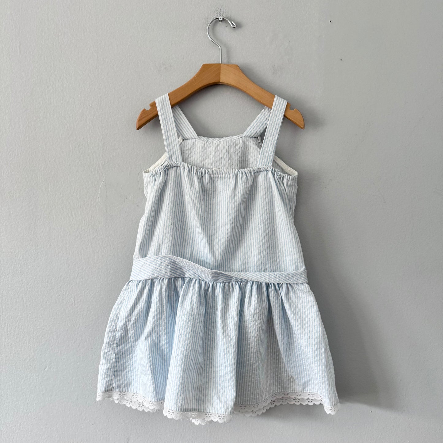 Vintage Sears / Light blue striped dress / 5Y
