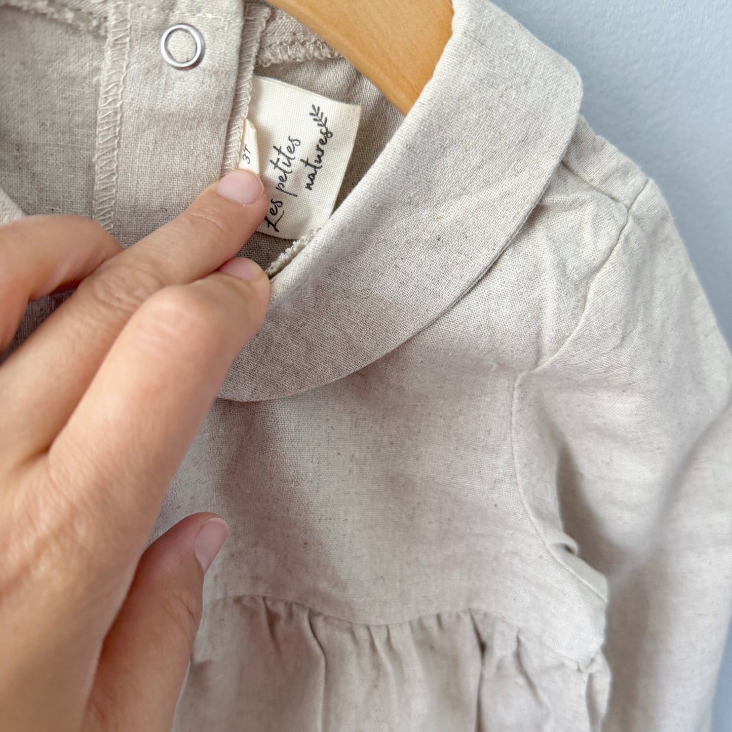 Les Petites Natures / Ivory linen x cotton dress / 3T