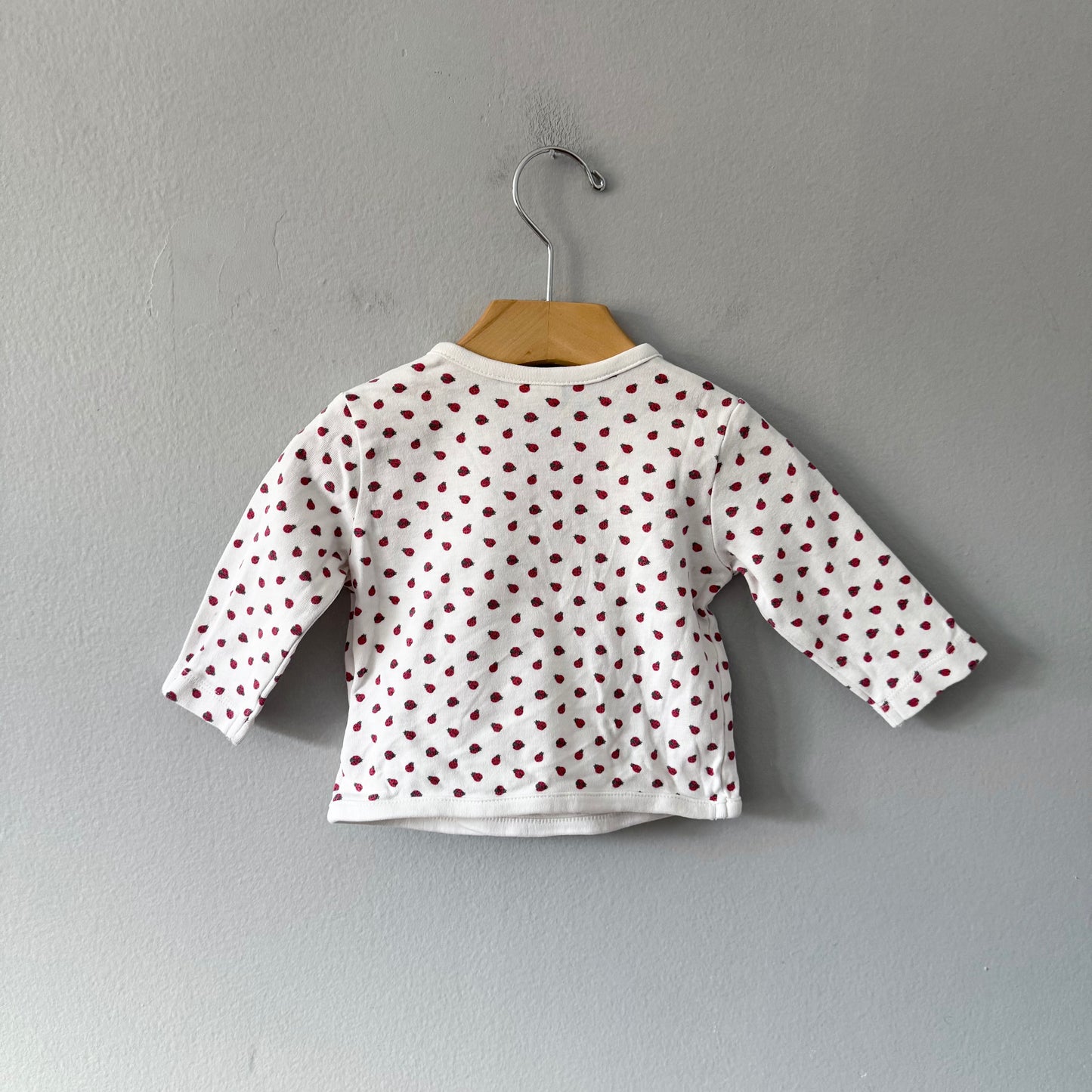 Alana / White x ladybug long sleeve kimono top / 3-6M(62)