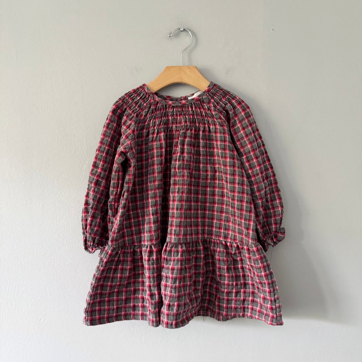 Zara / Grey red checked dress / 2-3Y