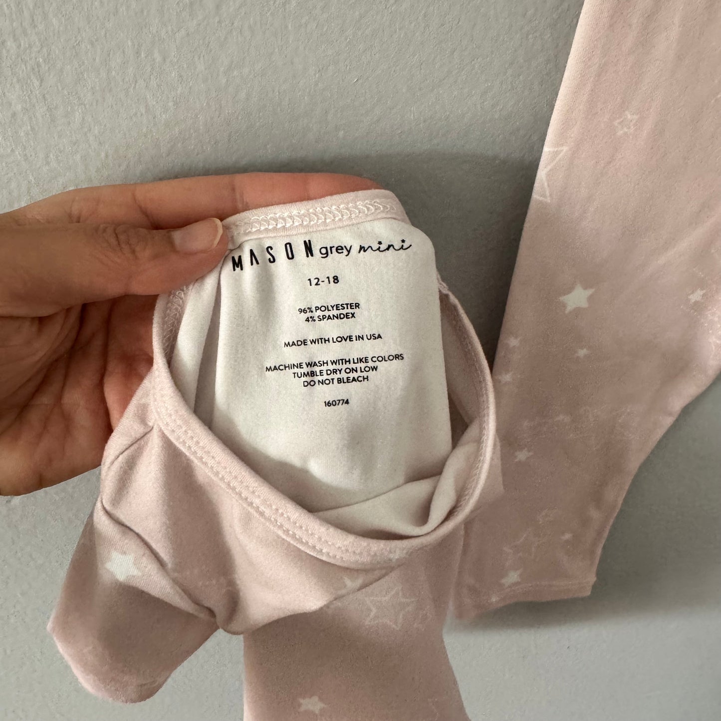 Mason Grey mini / Light pink x star pajama set / 12-18M