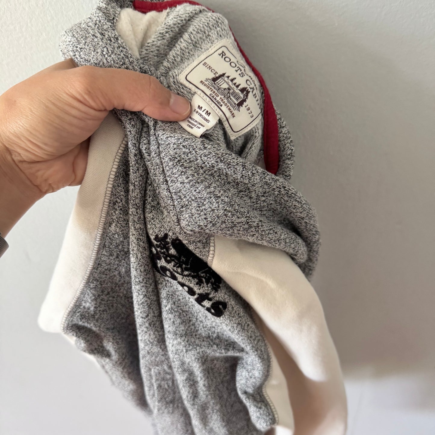 Roots / White x salt and pepper hoodie / 7-8Y