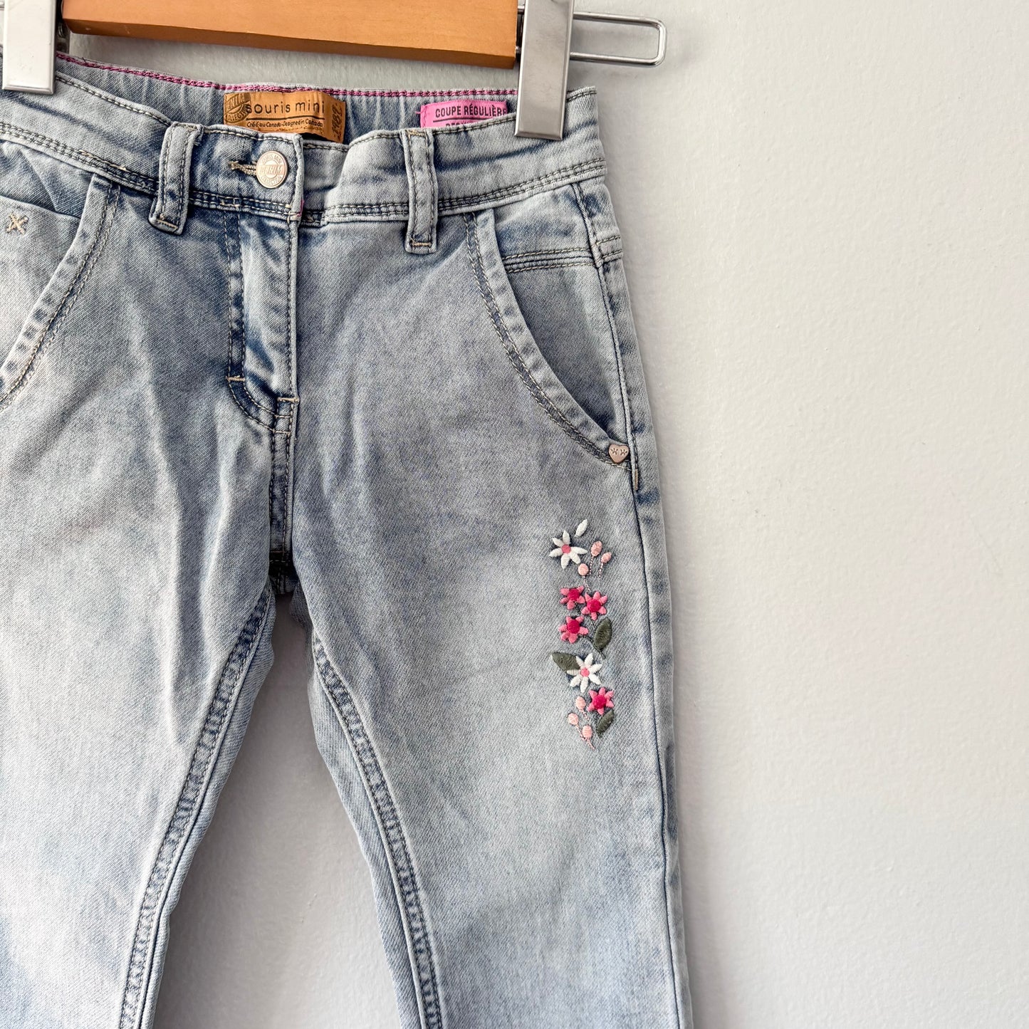Souris Mini / Denim with flower embroidery / 5Y
