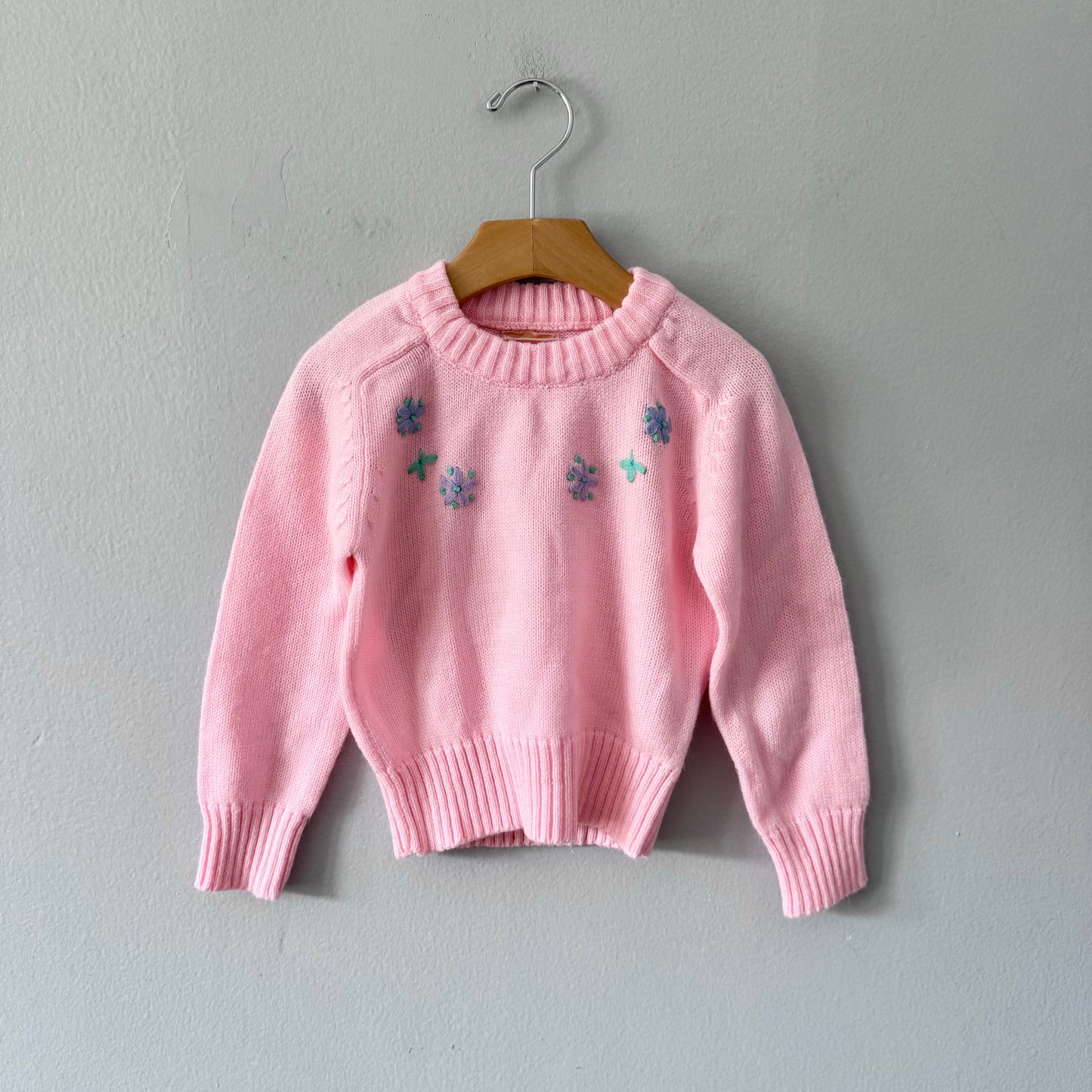 Vintage / Sears pink acrylic knit pullover / 5Y