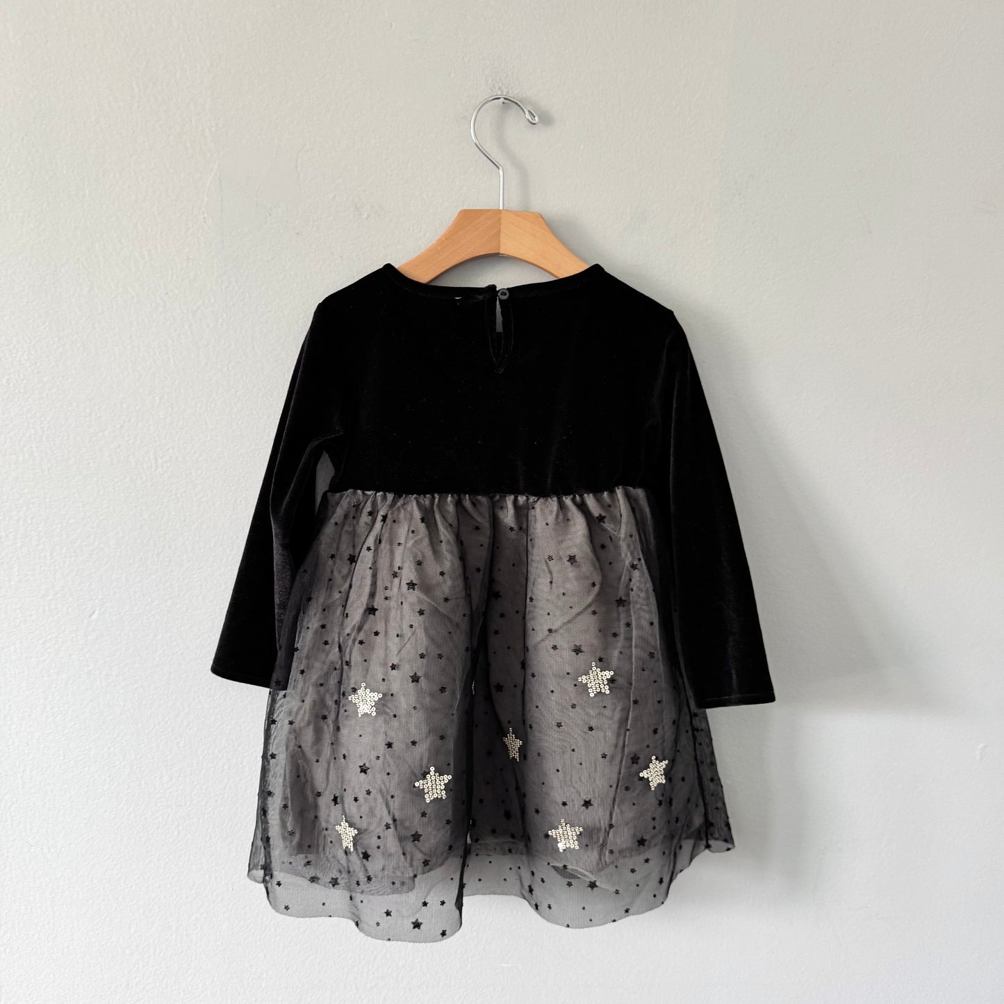 Zara / Black velour x star dress / 2-3Y