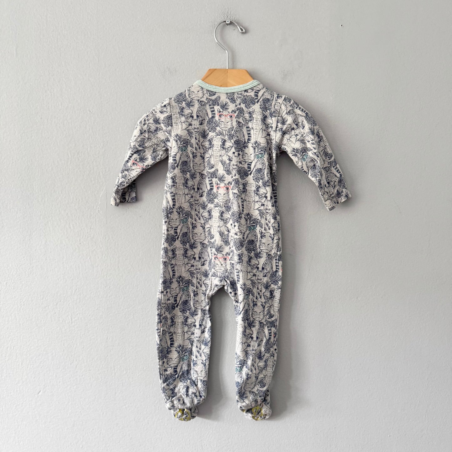 Egg / Navy x light grey animal romper / 6M