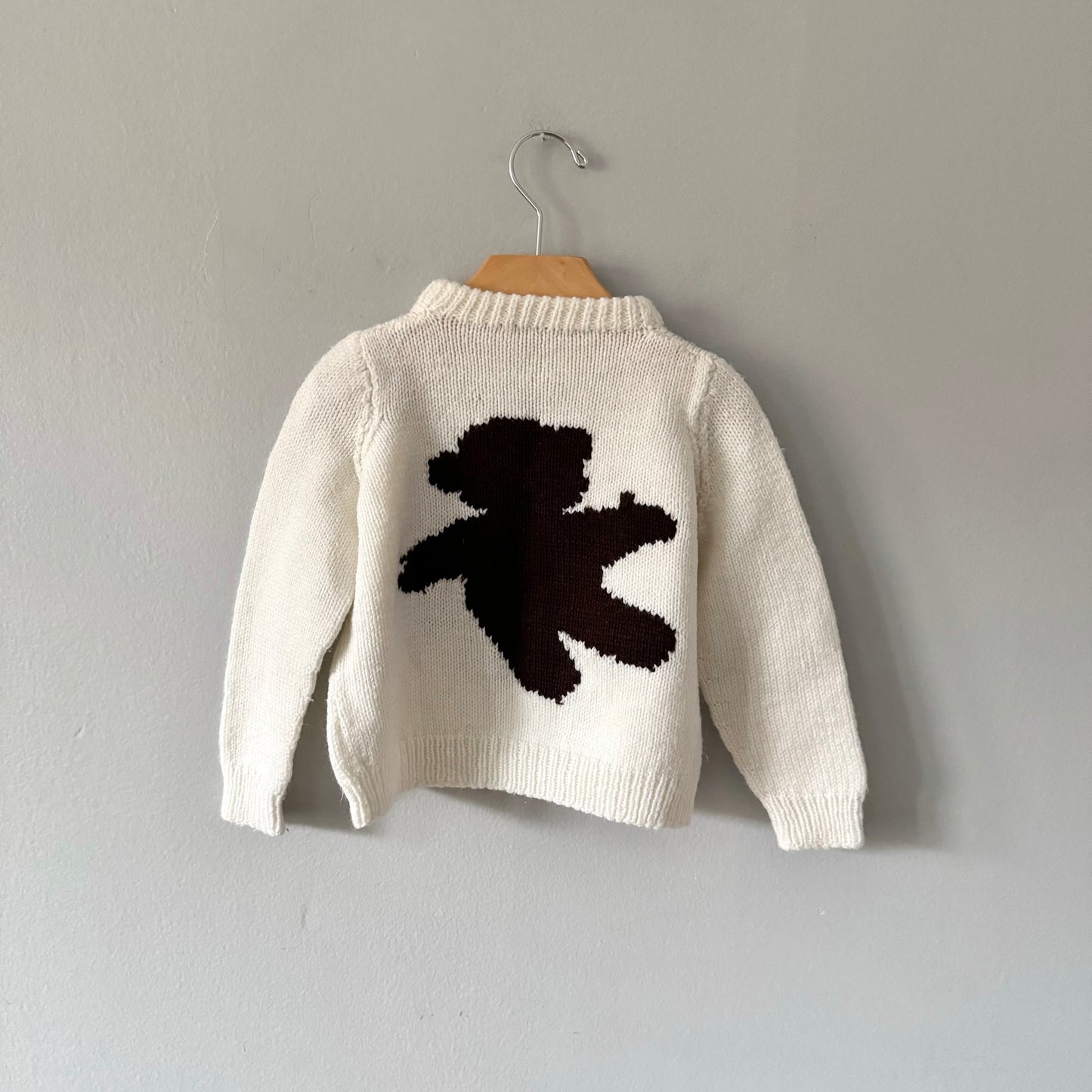 Handmade / White x bear knit pullover / 2-3Y