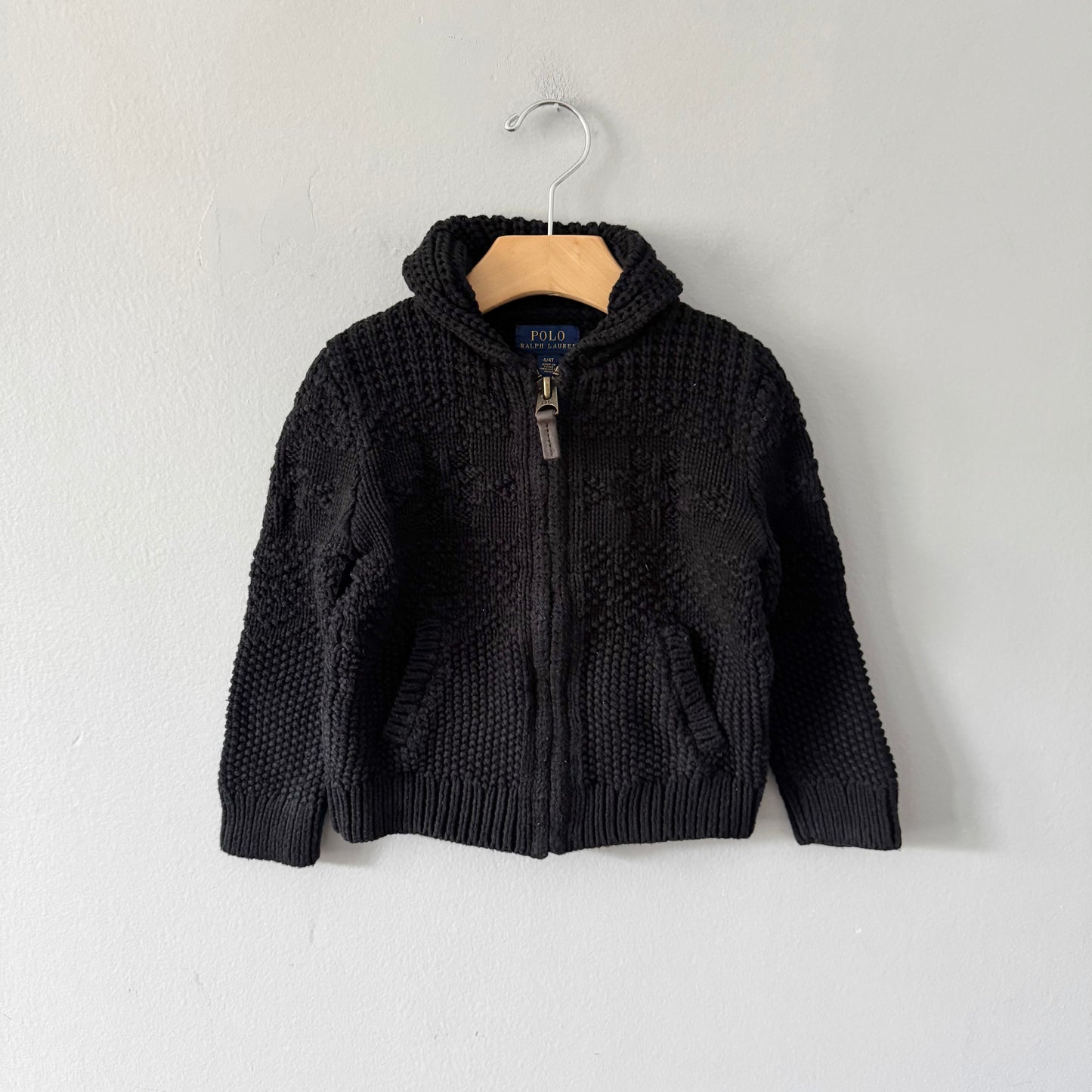 Polo Ralph Lauren / Black cotton x linen knit jacket / 4T