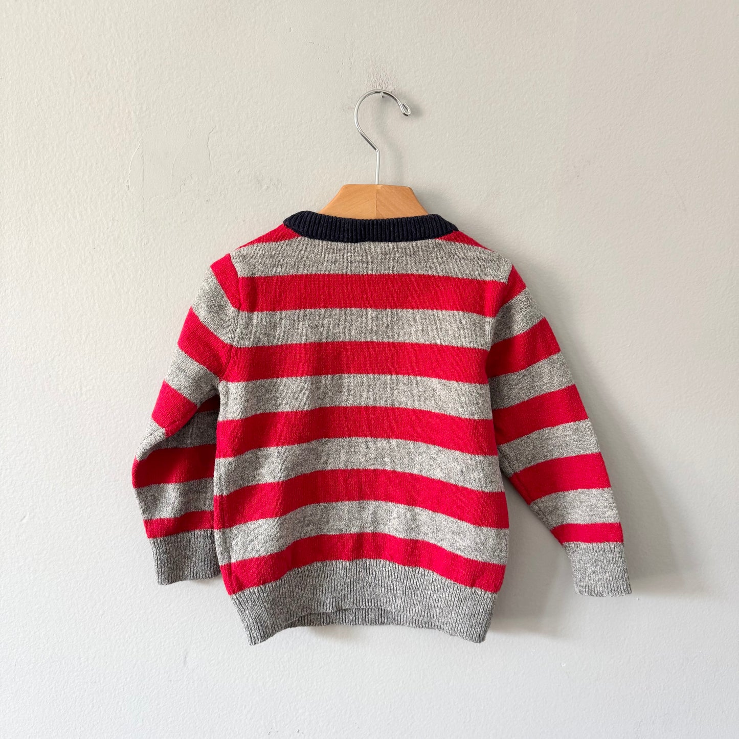 Gap / Red light grey stripe knit pullover / 3Y