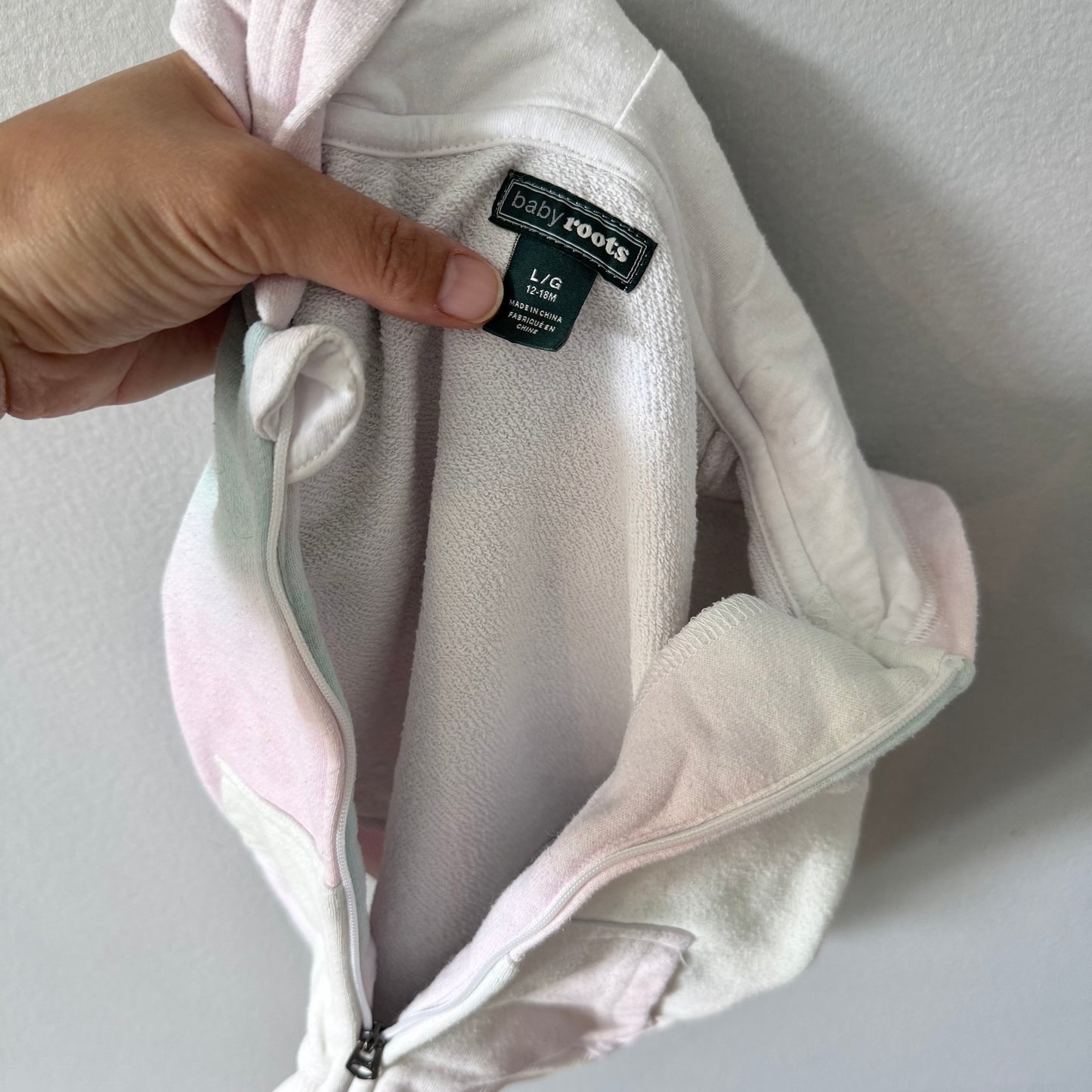 Roots / Pastel colour zip up hoodie / 12-18M