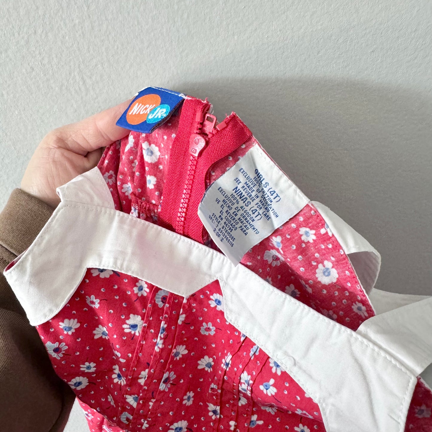 Vintage / White x red cami dress / 4T