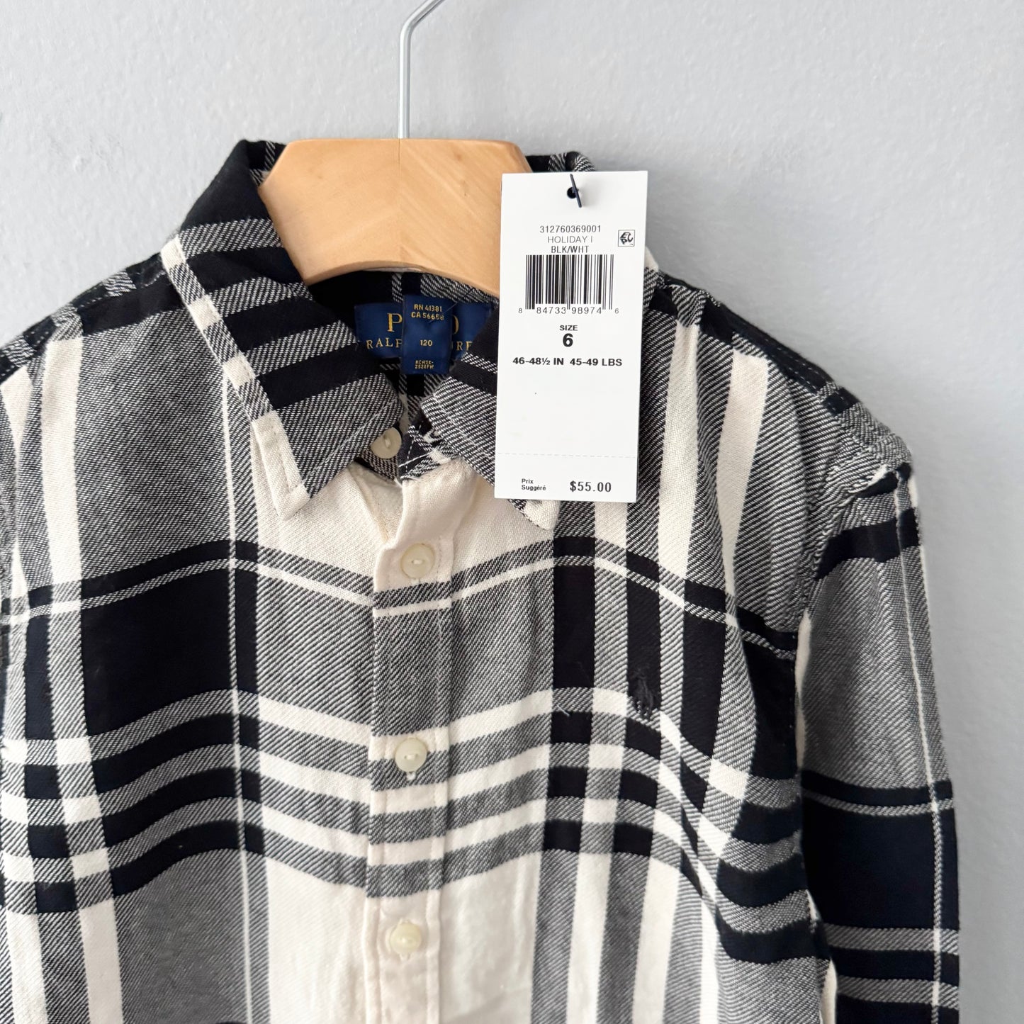 Polo Ralph Lauren / Black x white woven shirt / 6Y - New with tag