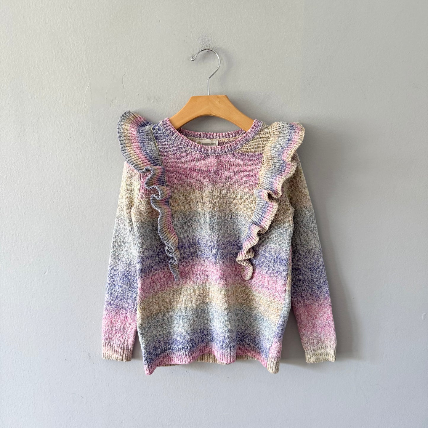 Tucker + Tate / Purple, pink knit ruffle top / 5Y