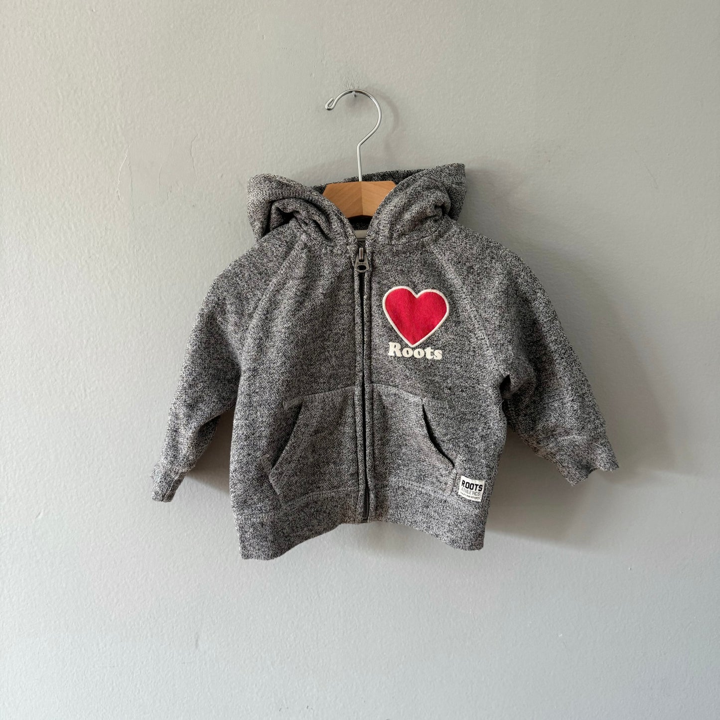 Roots / Salt & pepper x heart hoodie / 6-12M