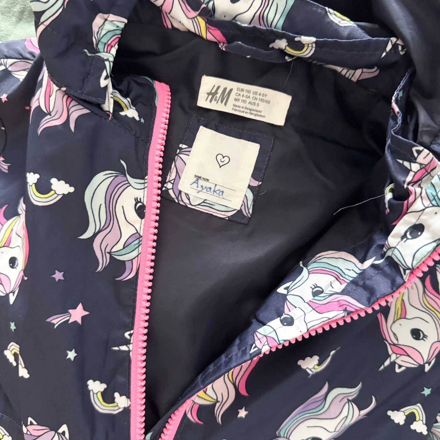 H&M / Navy x unicorn windbreaker / 4-5Y