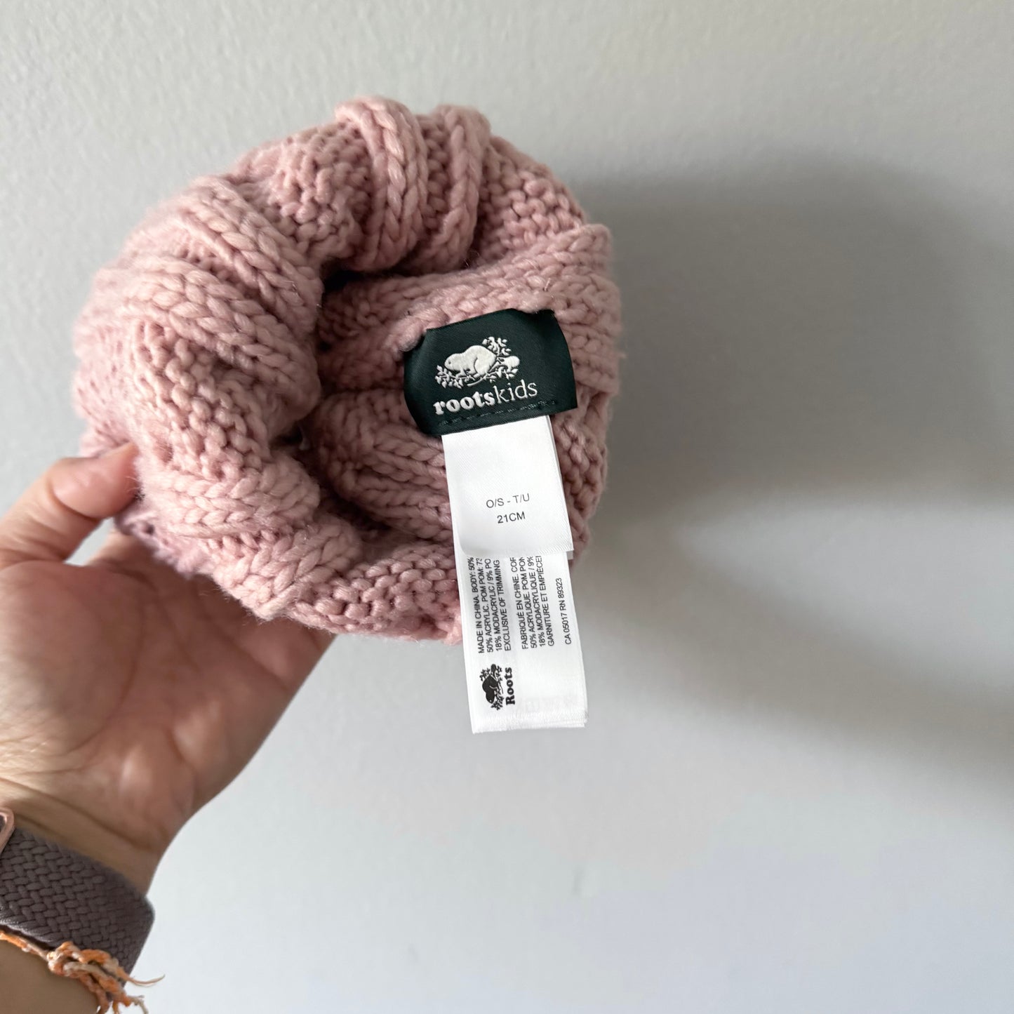 Roots / Pink knit hat / 12-24M