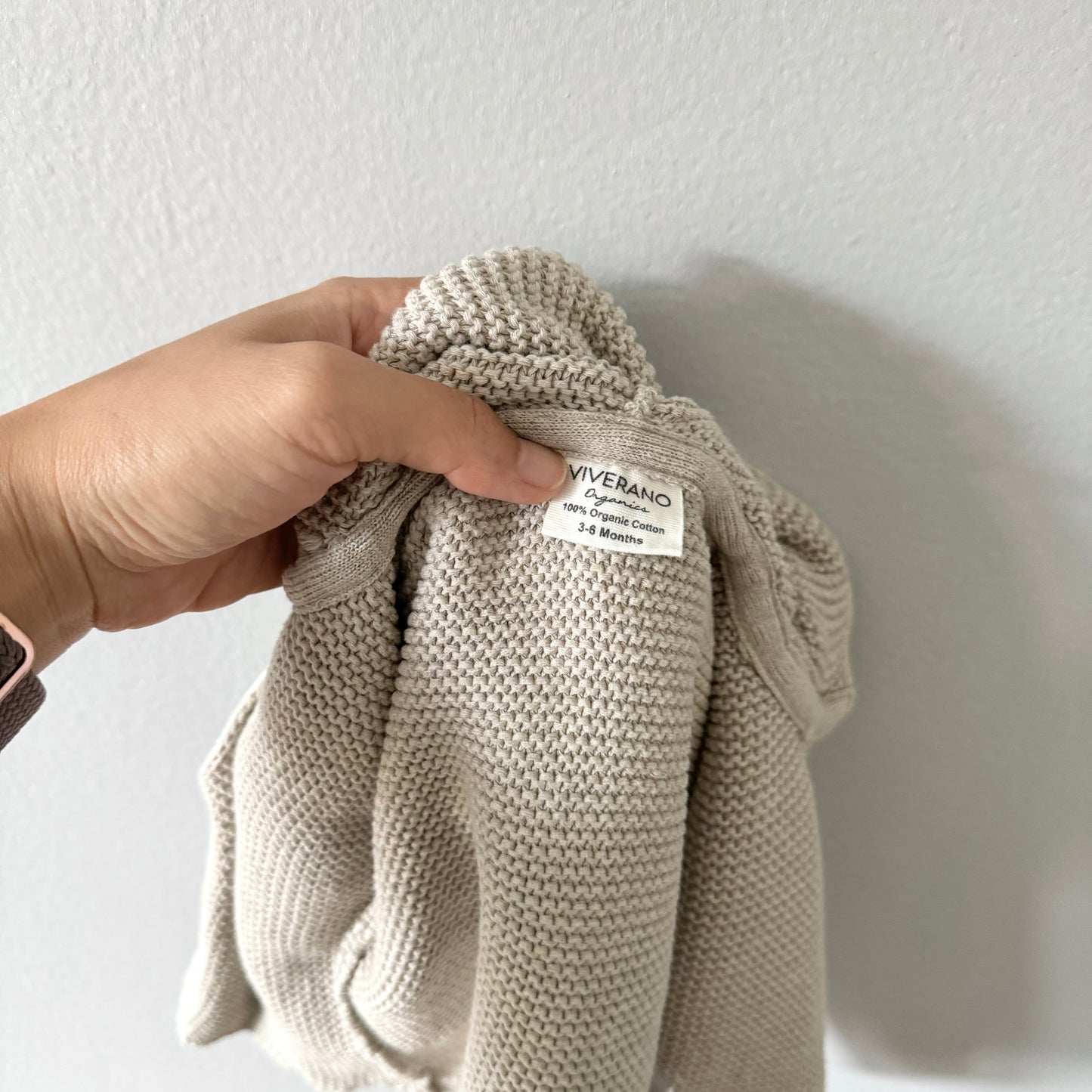 Viverano / Beige organic cotton knit jacket / 3-6M