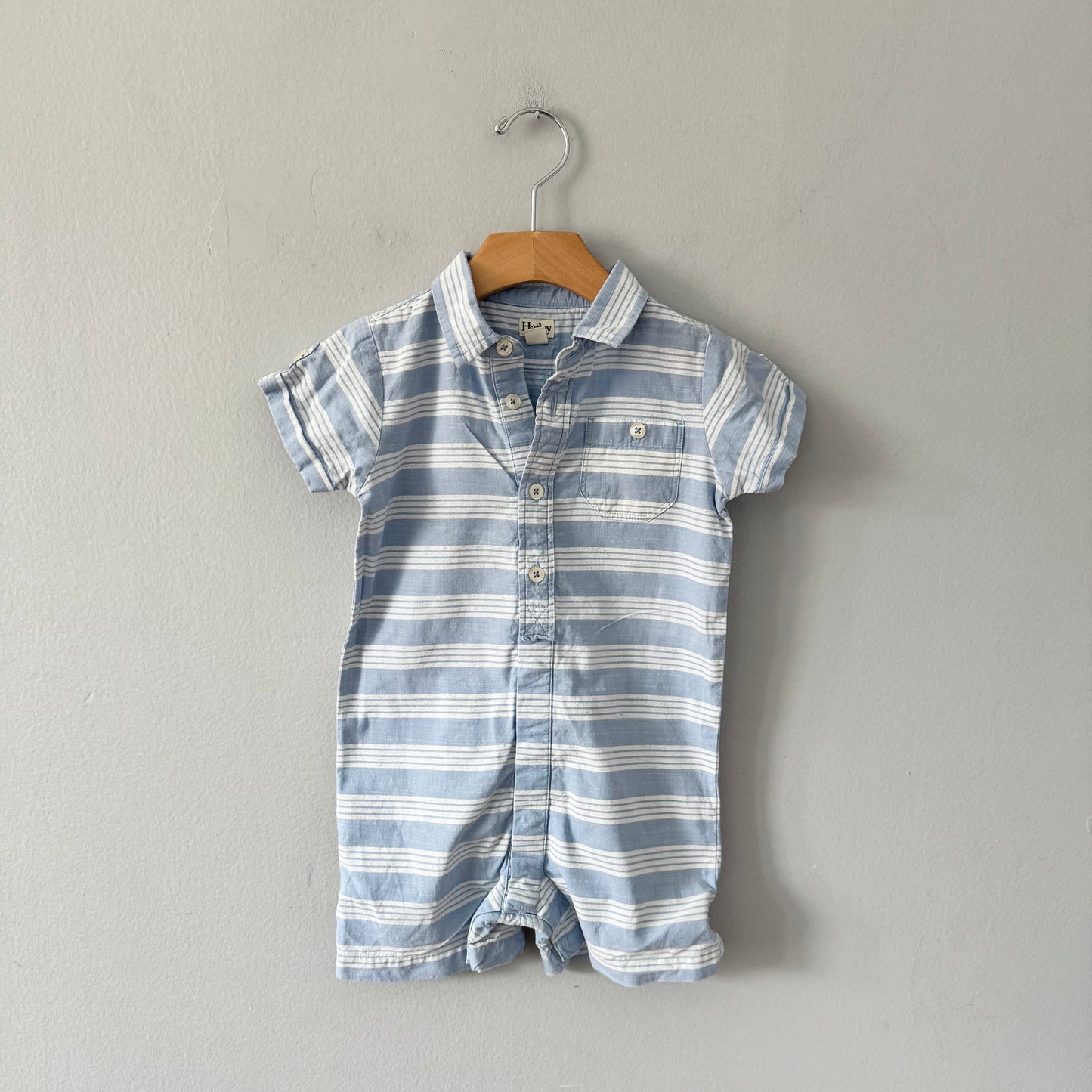 Hatley / Blue striped shirt romper / 18-24M
