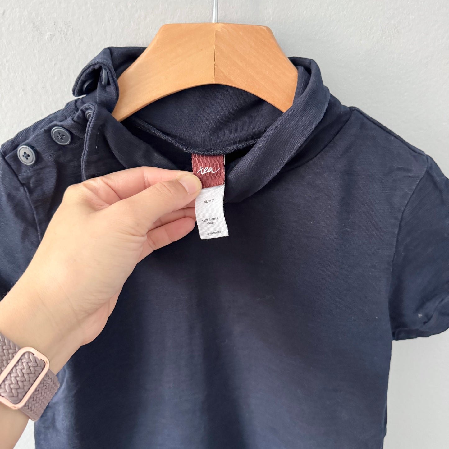 Tea / Navy mock neck dress / 7Y