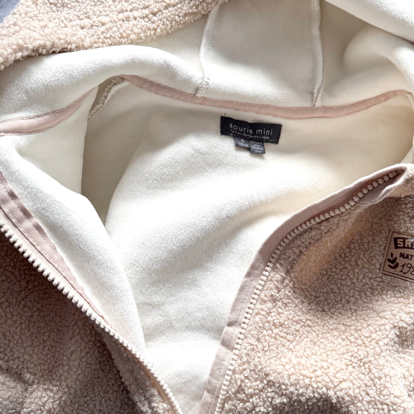 Souris mini / Beige sherpa zip up hoodie / 5Y