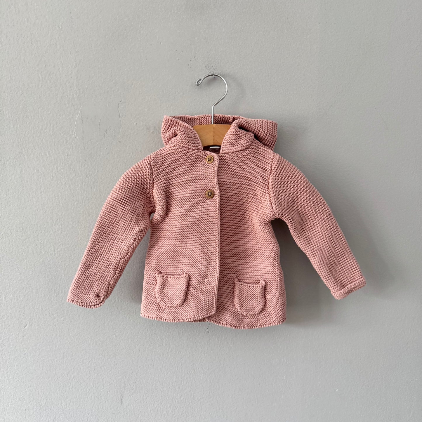 M&S / Pink cotton knit cardigan / 9-12M