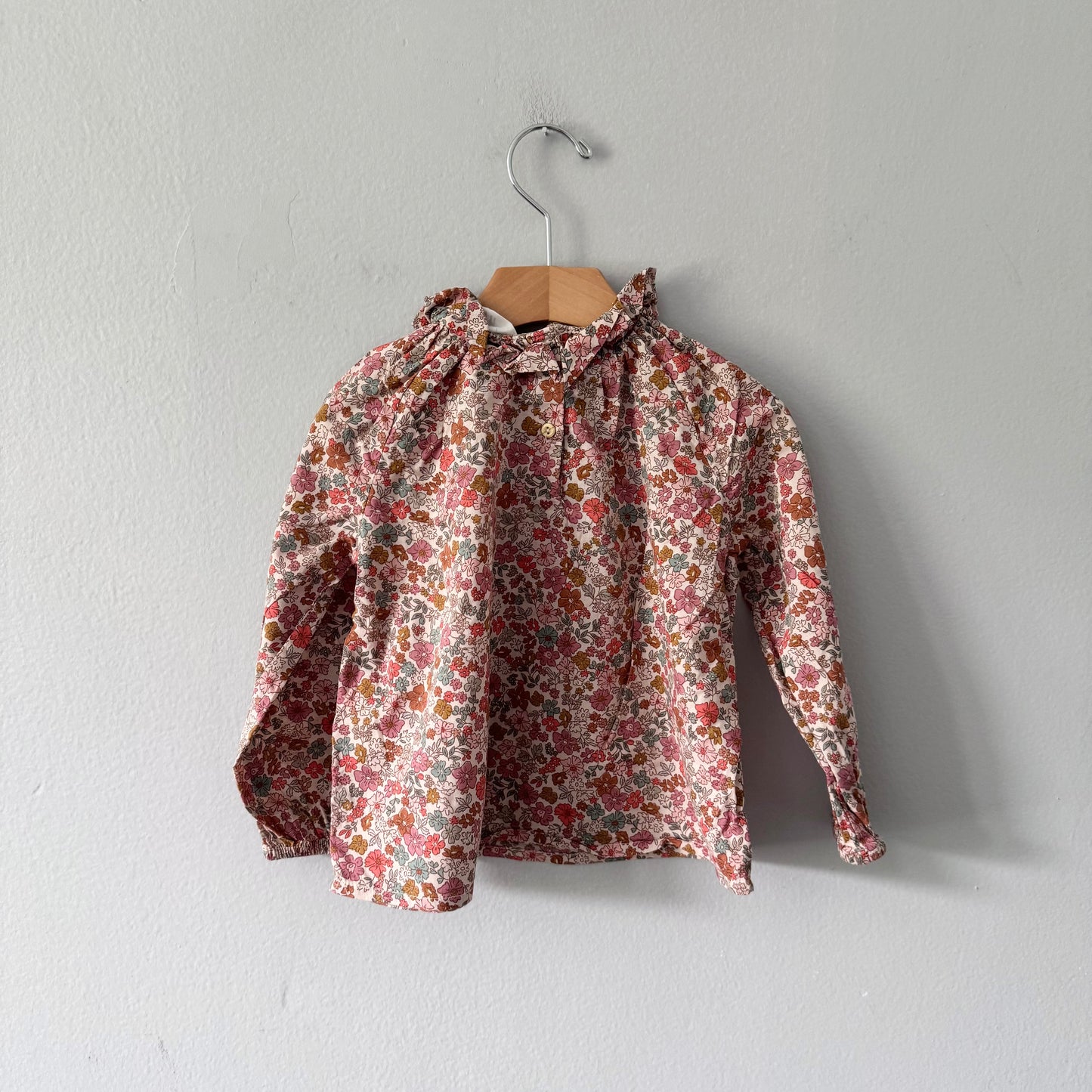 H&M / Brown floral blouse / 2-3Y