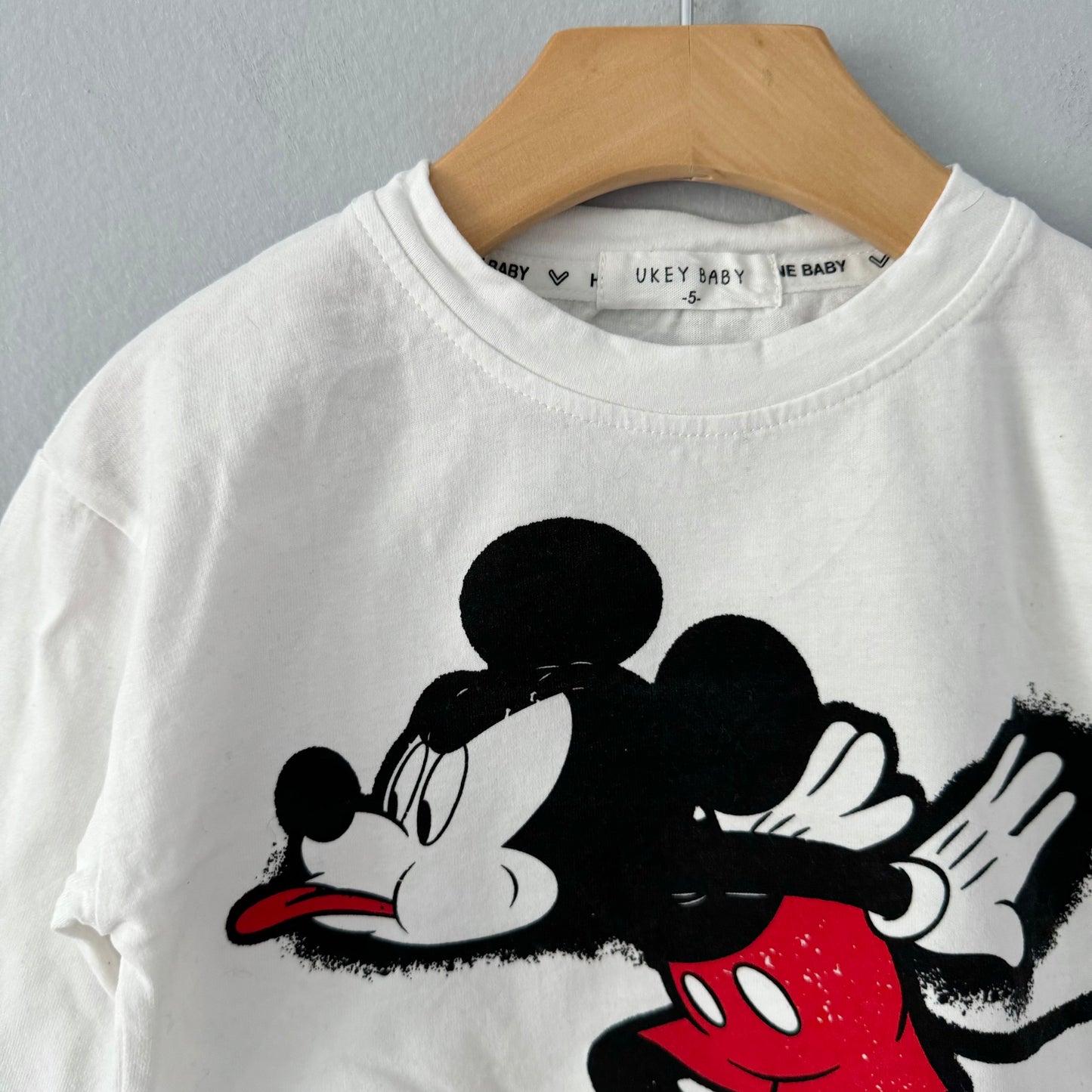 Ukey Baby / Mickey white long sleeve T-shirt / 5Y