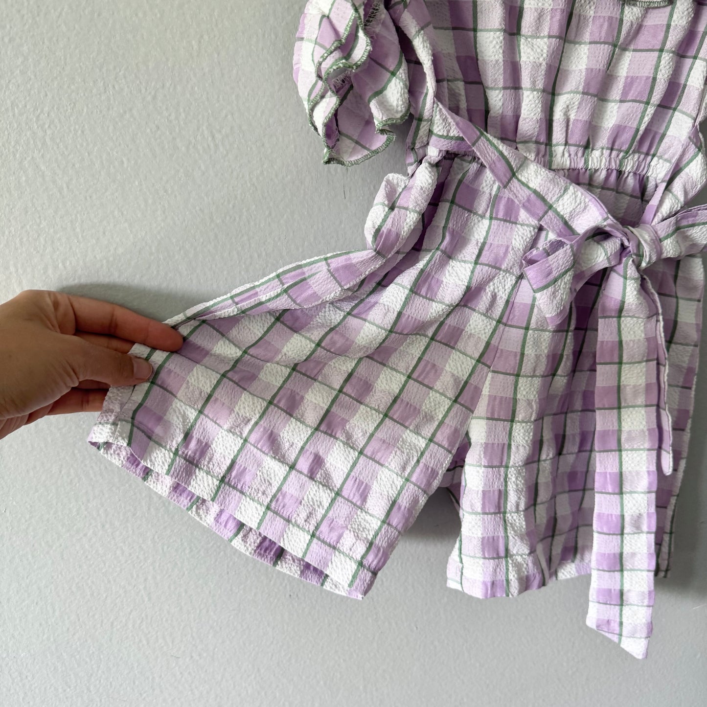 Neon / Purple checked jumpsuit / 2-3Y