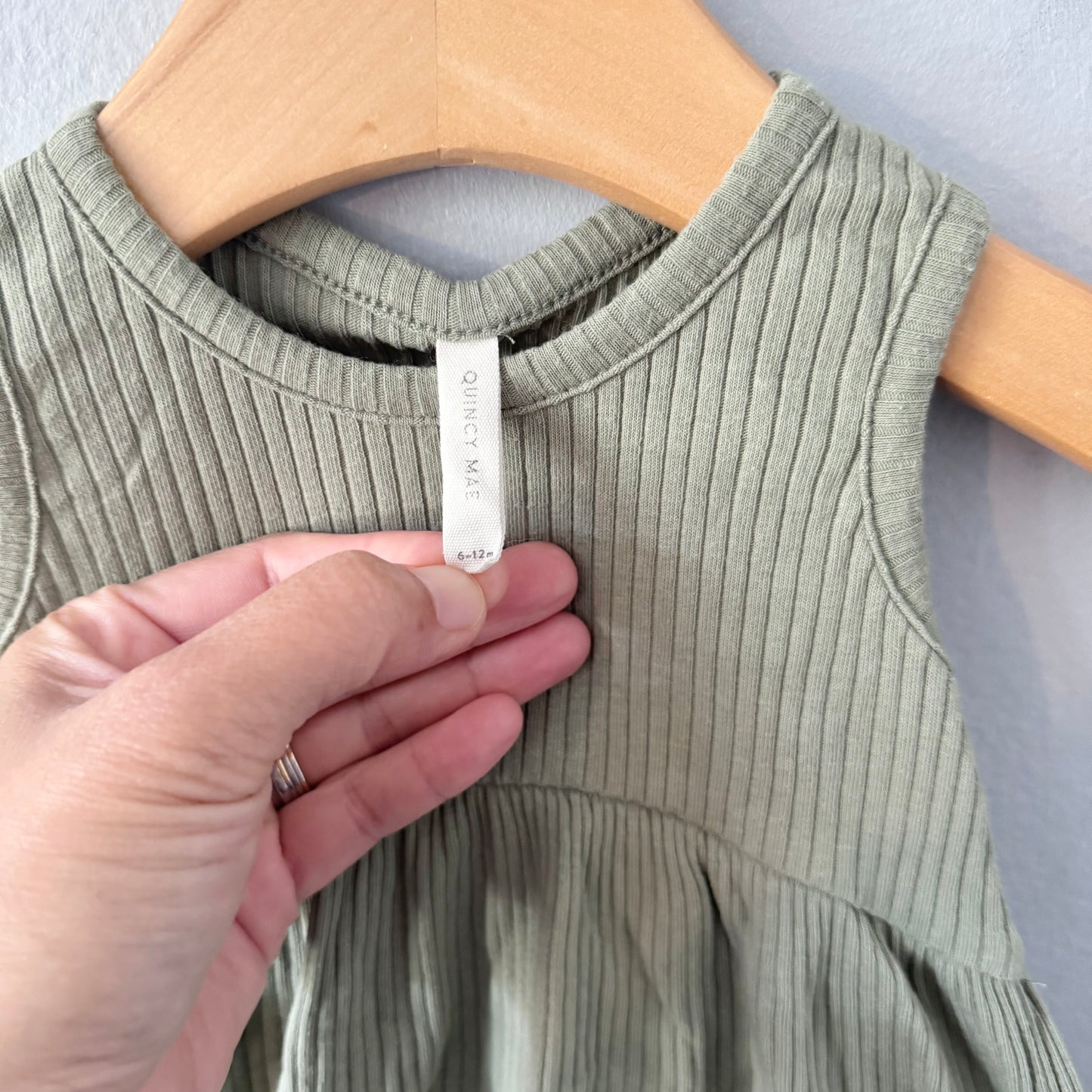 Quincy Mae / Khaki ribbed tank dress / 6-12M