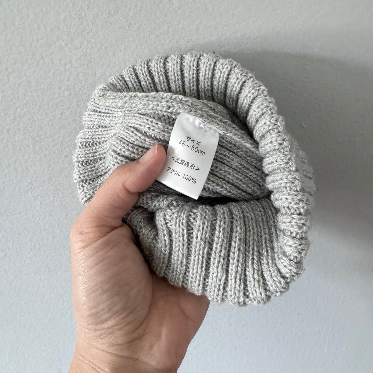 No brand / Light grey ribbed beanie / 46-50cm(6-12M)