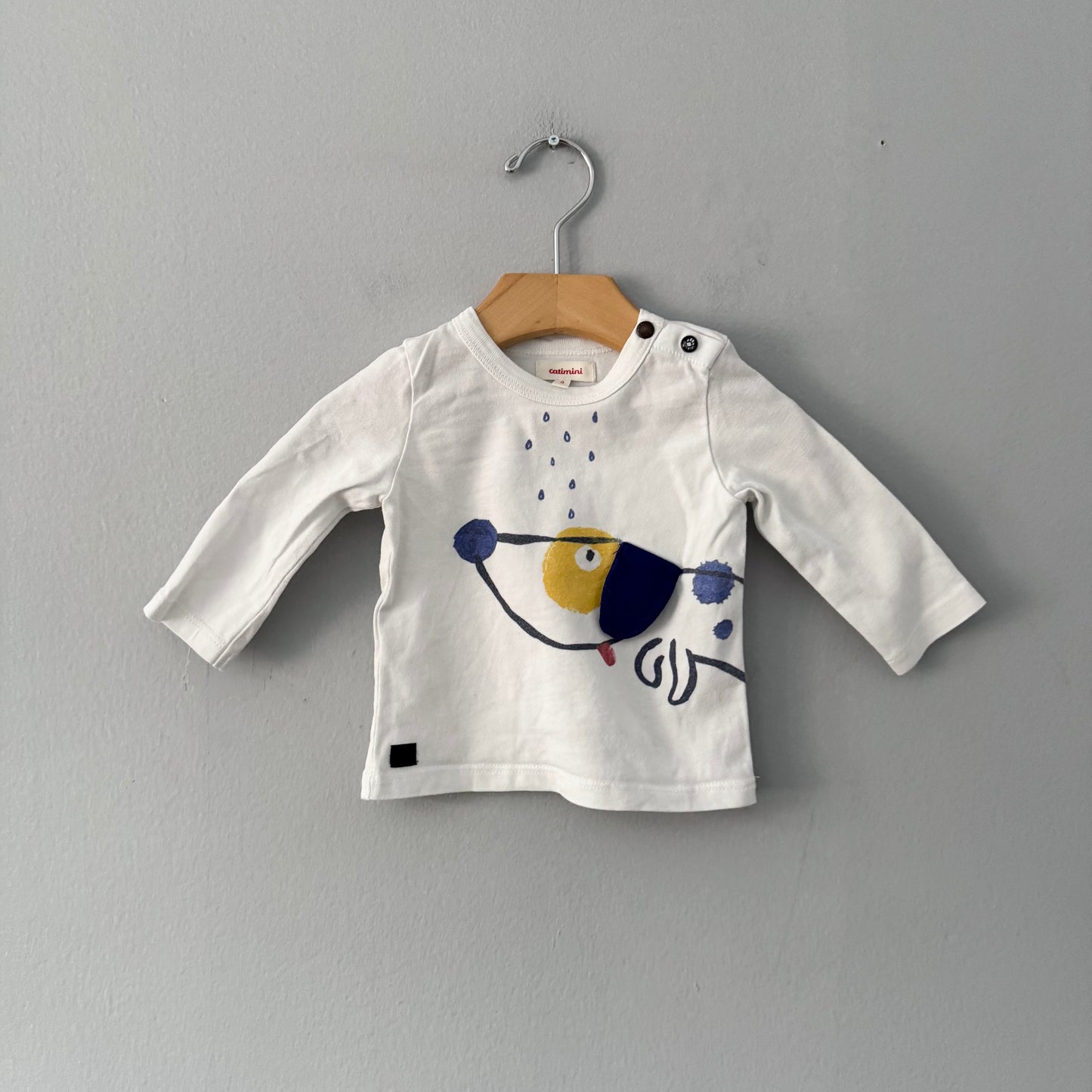 Catmini / White x dog long sleeve top / 9M