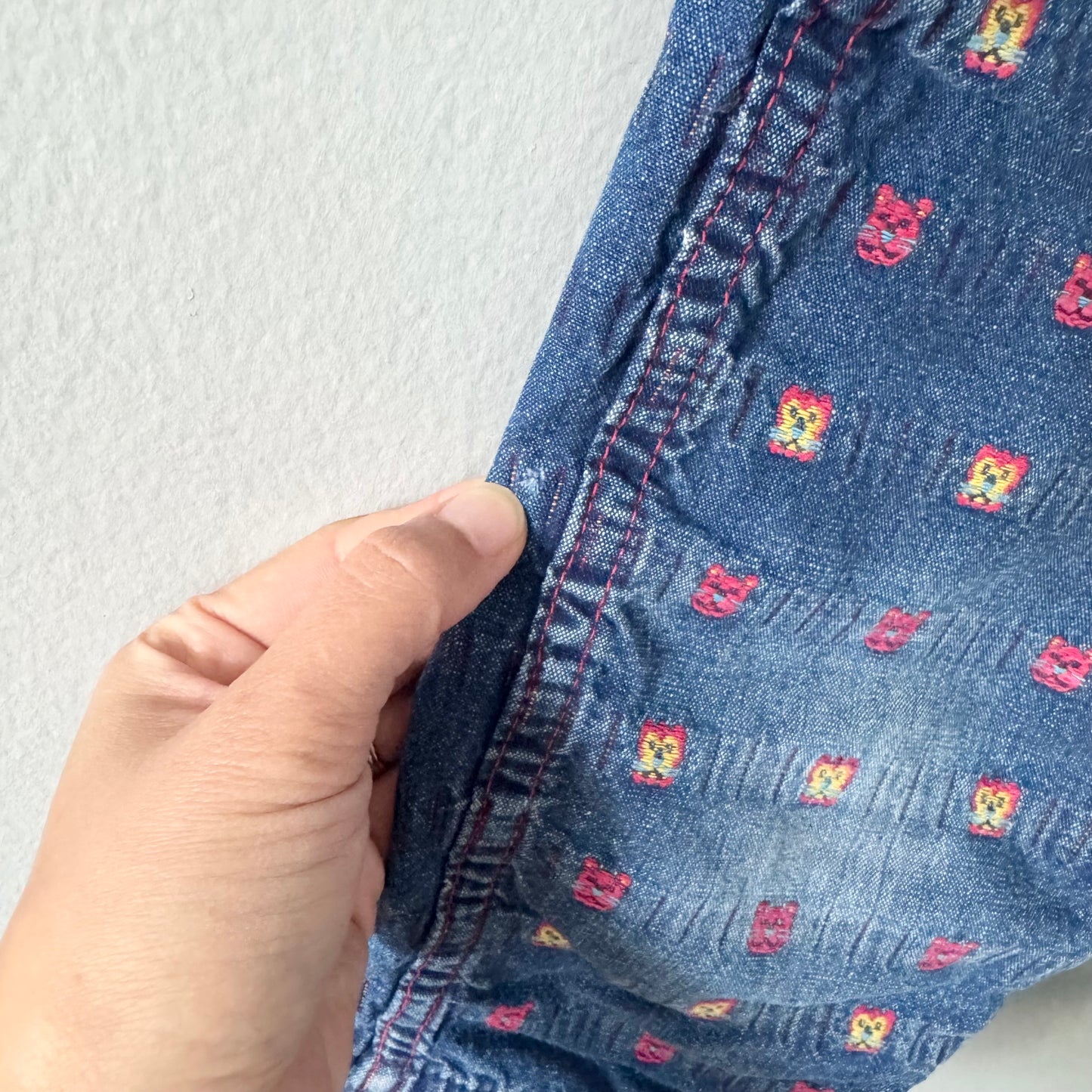 Oshkosh Vintage / Denim overalls - woven animal pattern / 3Y