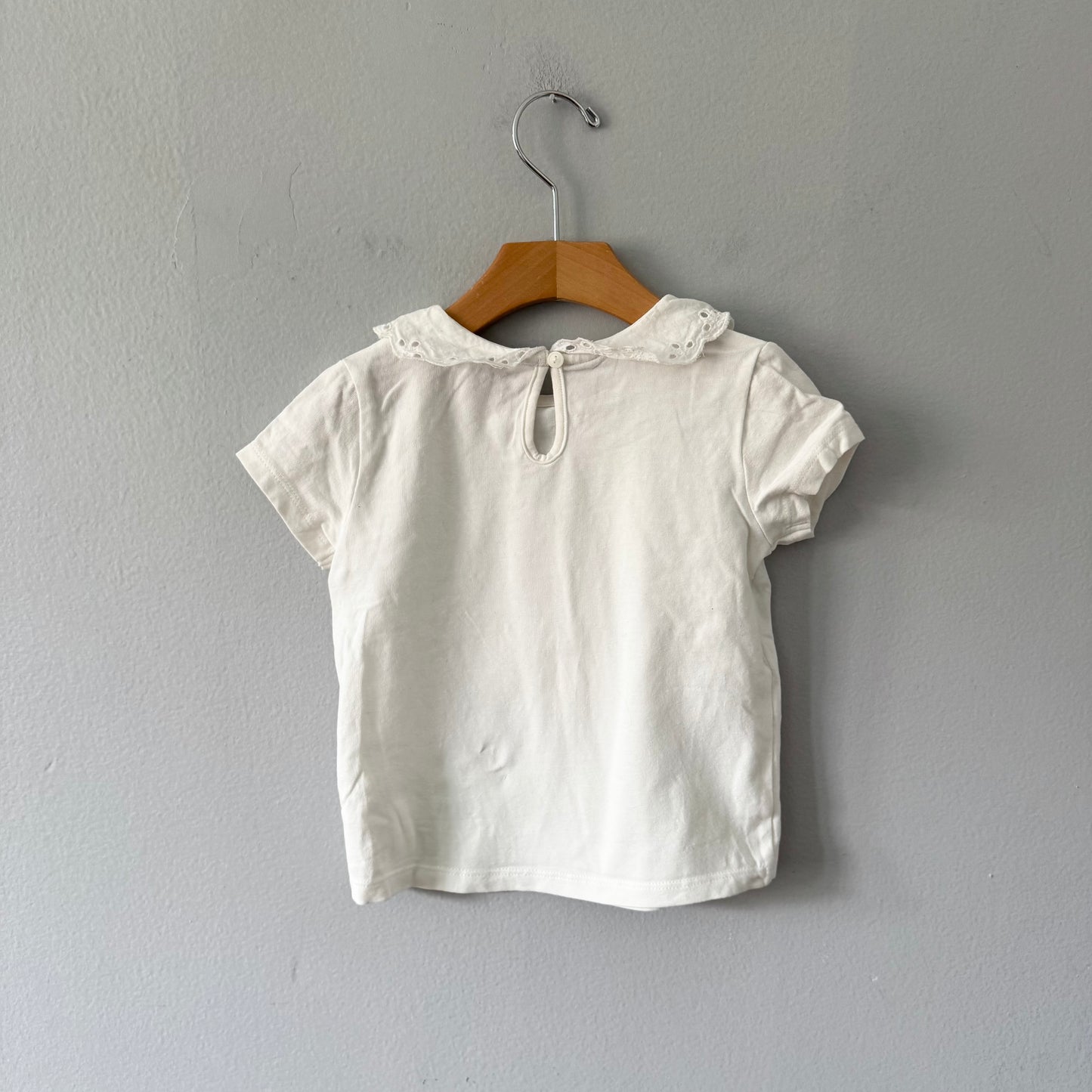 Okaidi / White eyelet collar top / 4Y