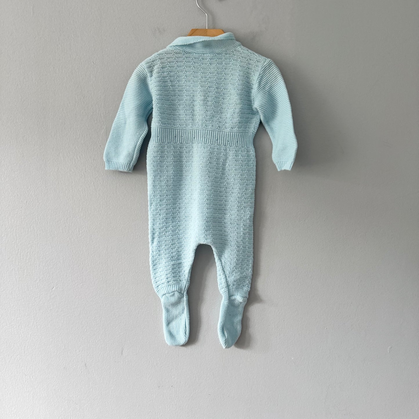 Vintage / Blue knit romper / 3-6M