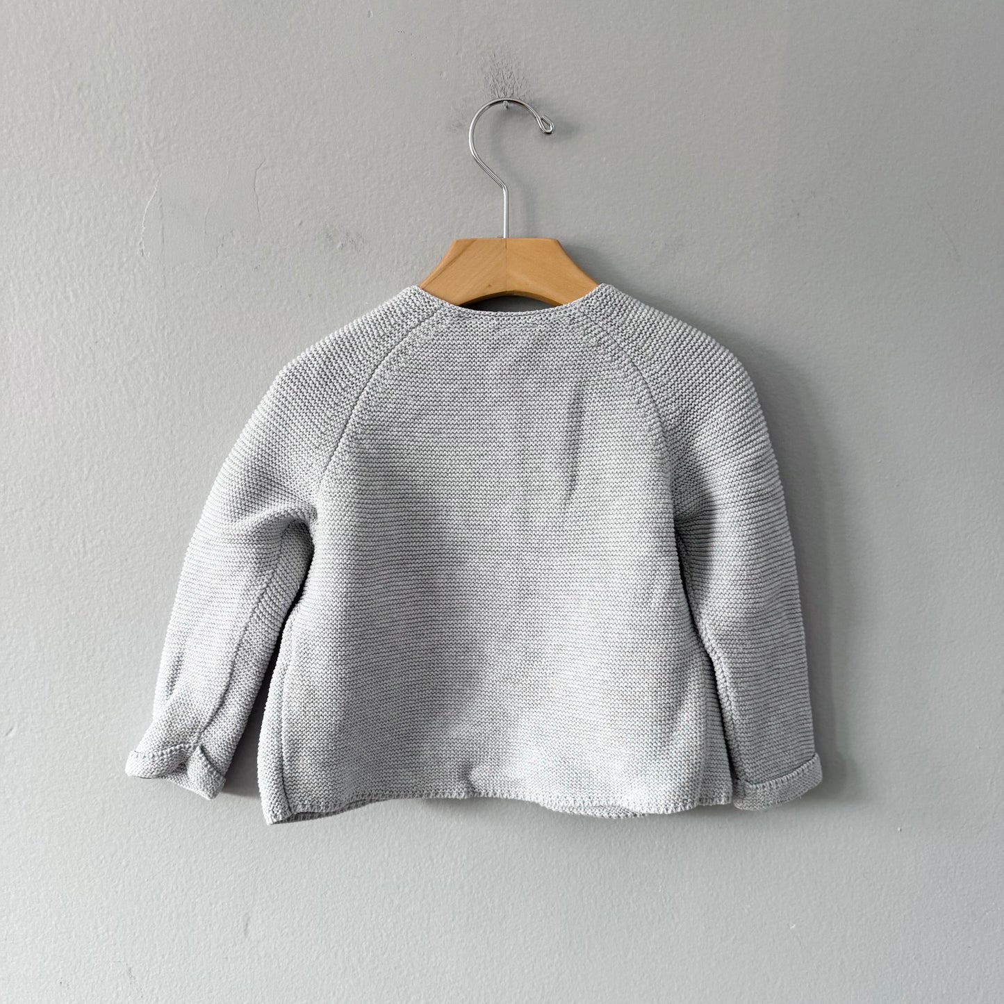 Zara / Light blue/grey cotton knit cardigan / 12-18M