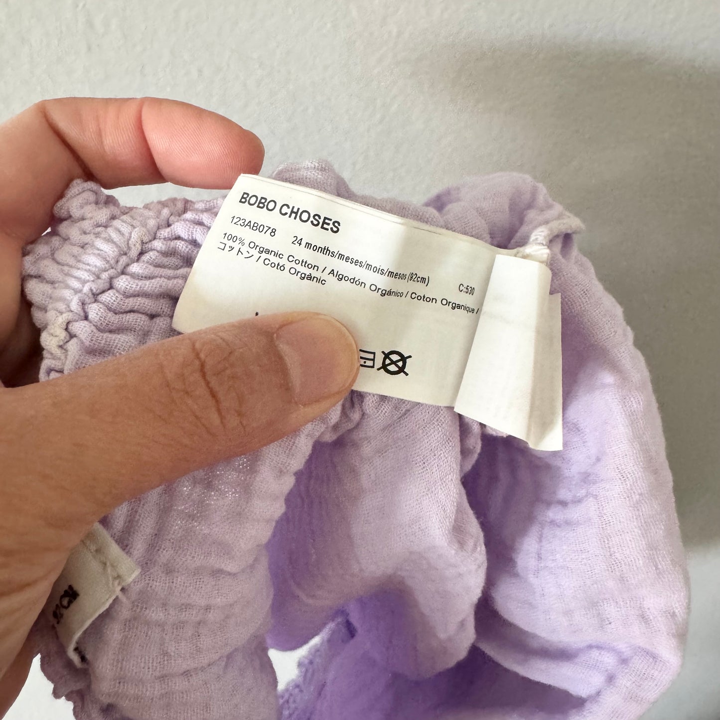 Bobo Choses / Light purple muslin shorts / 24M
