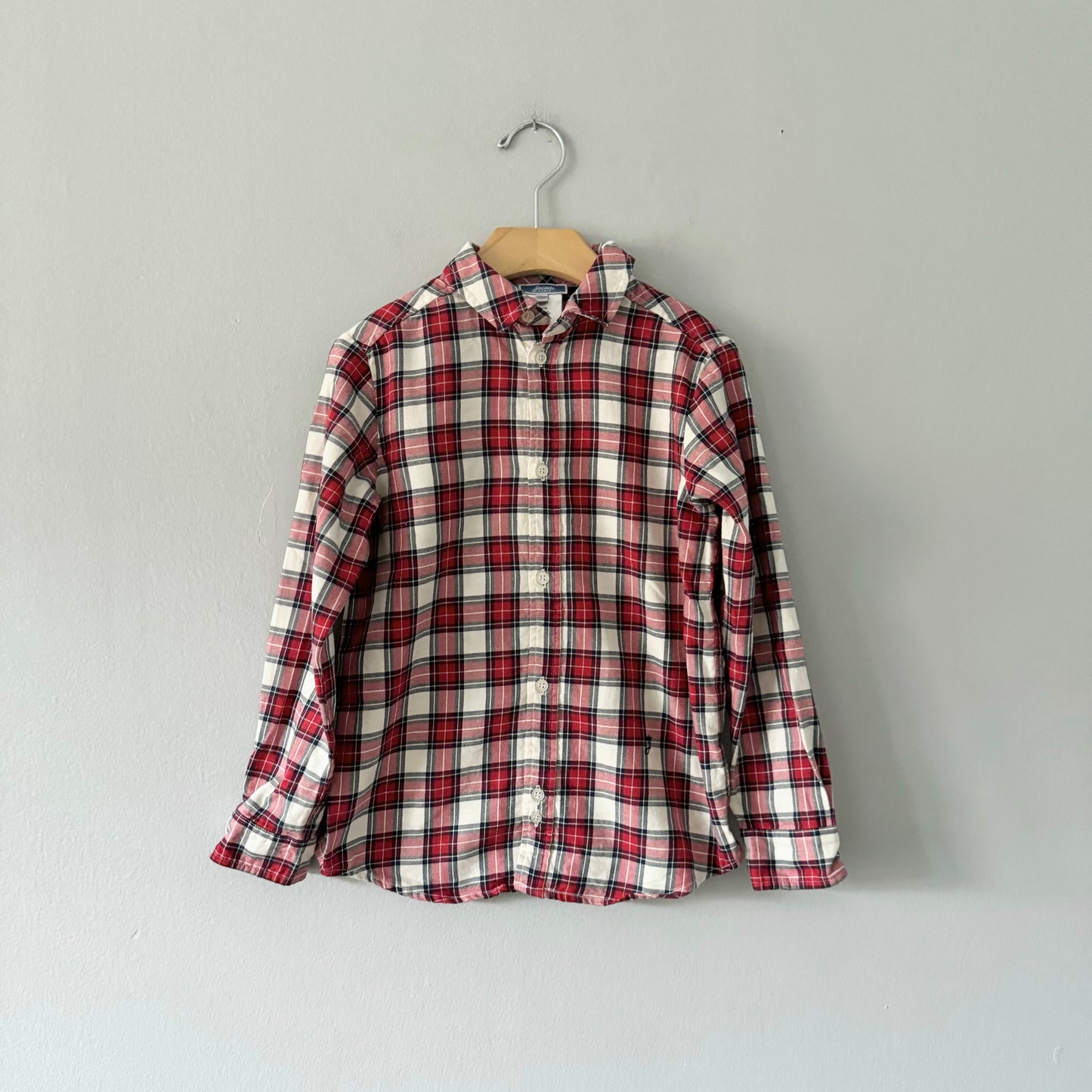Jacadi / Red x white plaid shirt / 8Y