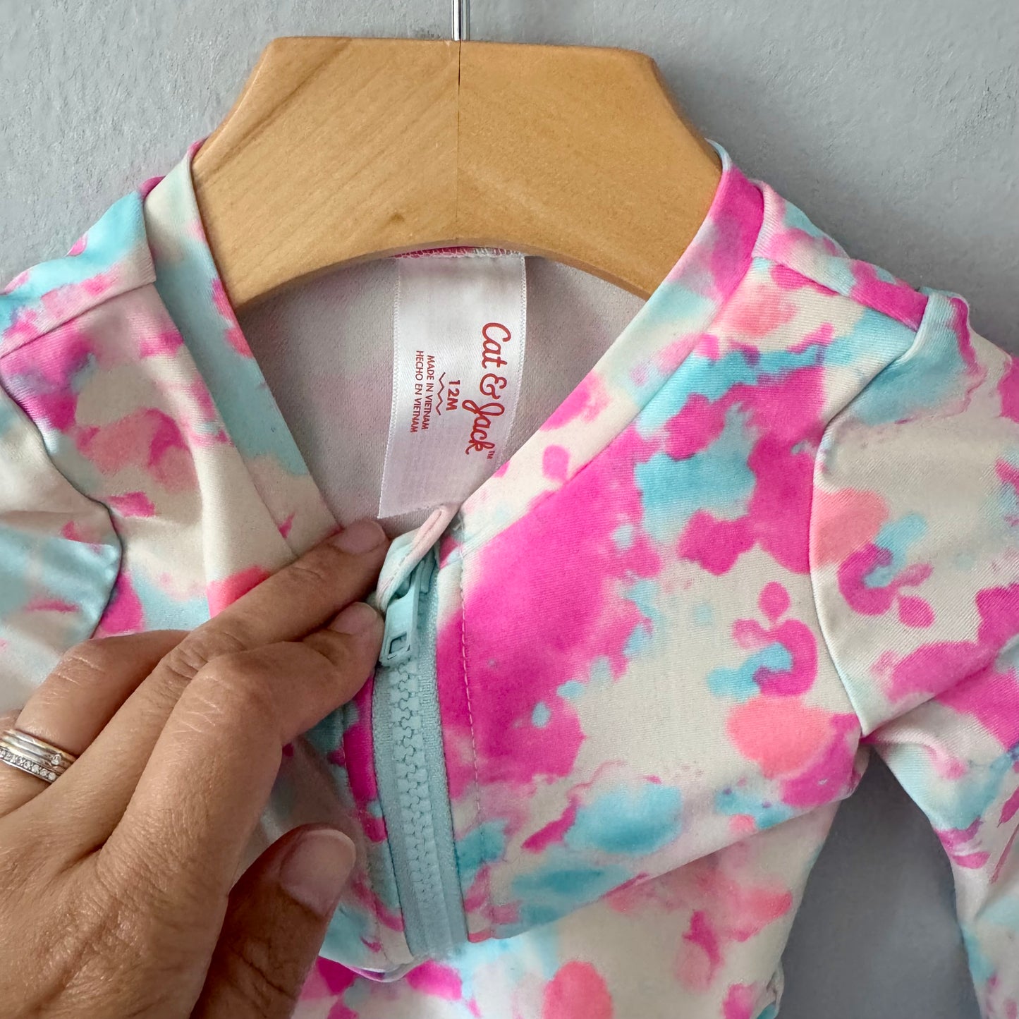 Cat & Jack / Neon tie dye swimsuit / 12M