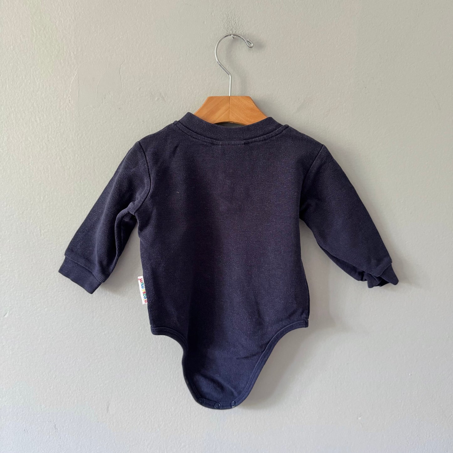 Vintage Please mum / Navy onesie / 12M