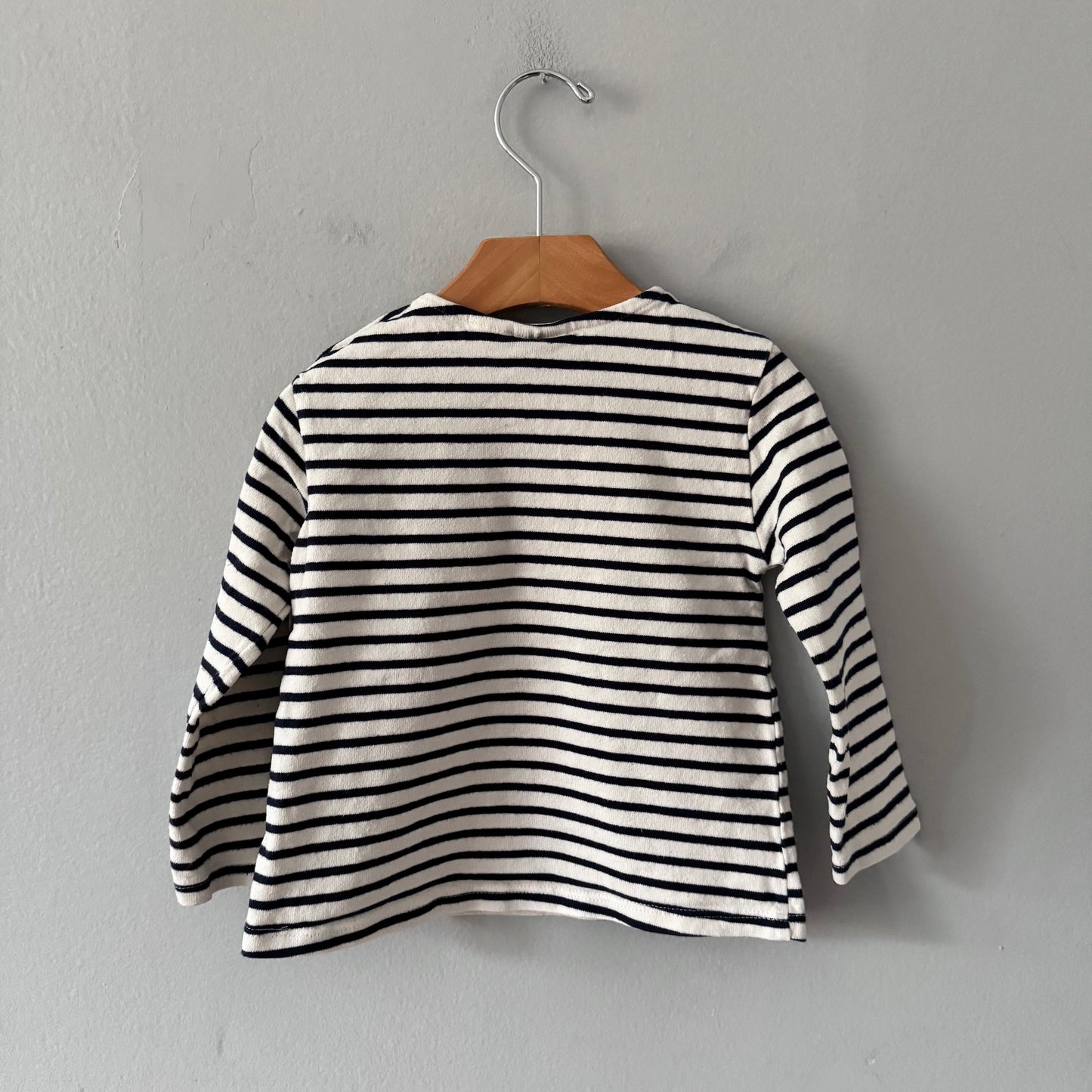 Zara / White x navy stripe long sleeve / 3-4Y