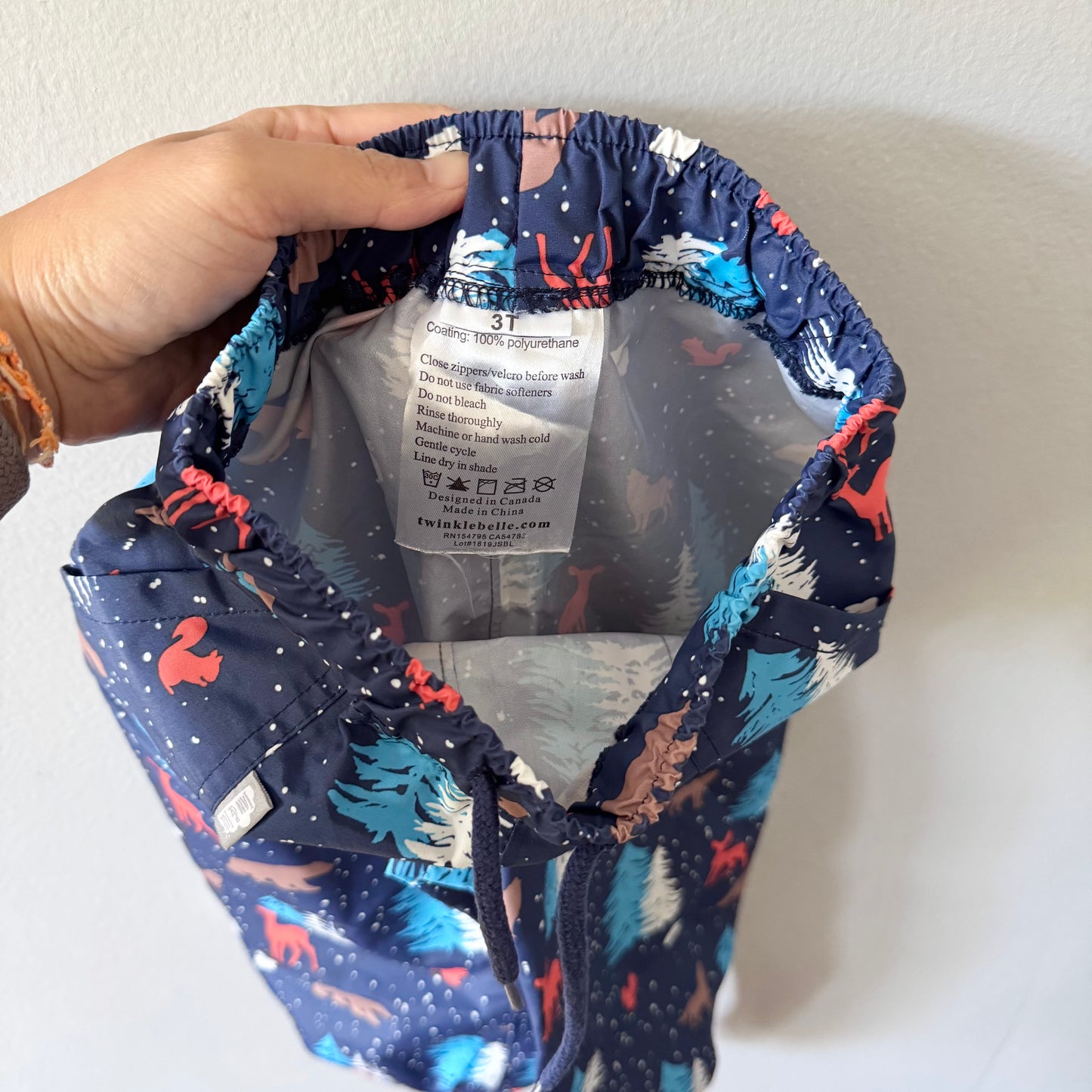 Jan & Jul / Navy x animal rain pants / 3T